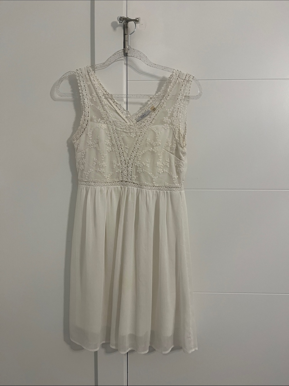 Dex Ivory Lace Bodice Chiffon A-Line Dress